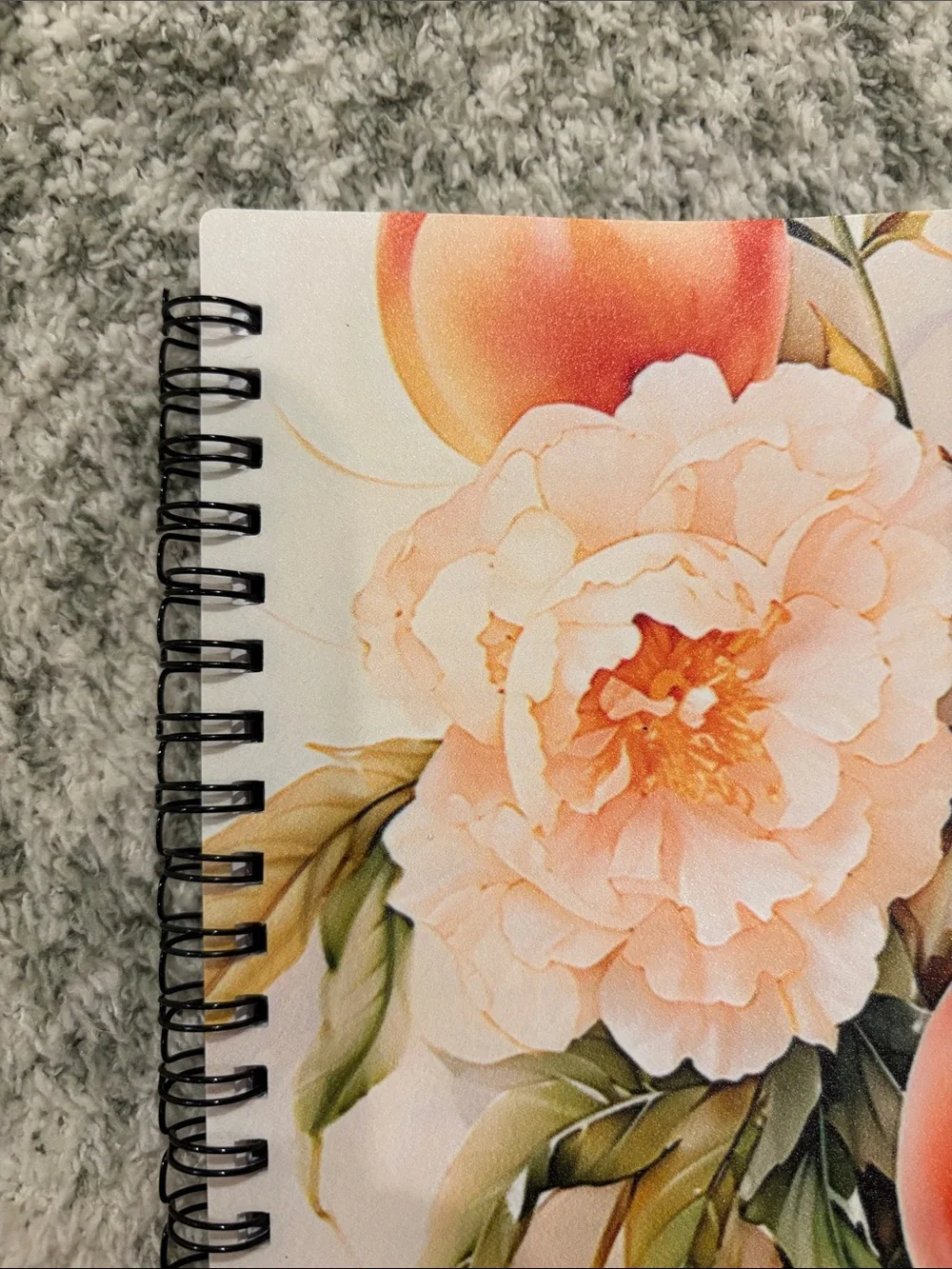 Peach Floral Spiral Writers Journal Notebook NWT 6x8.5”